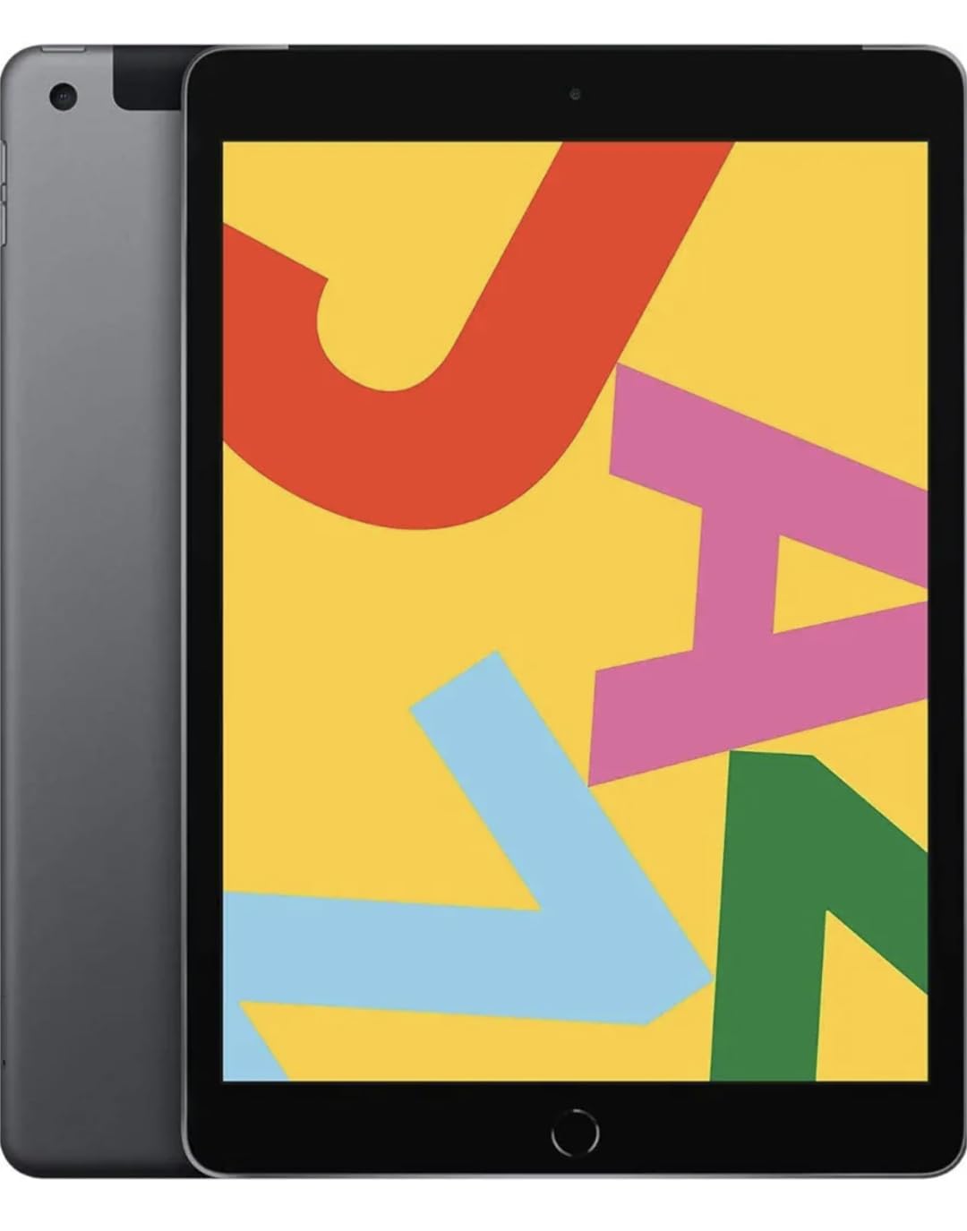 Apple iPad 2019 front view Space Gray for versatile browsing and media