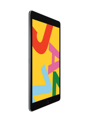 Apple iPad 2019 hand-held Space Gray demonstrates cellular-ready on-the-go use