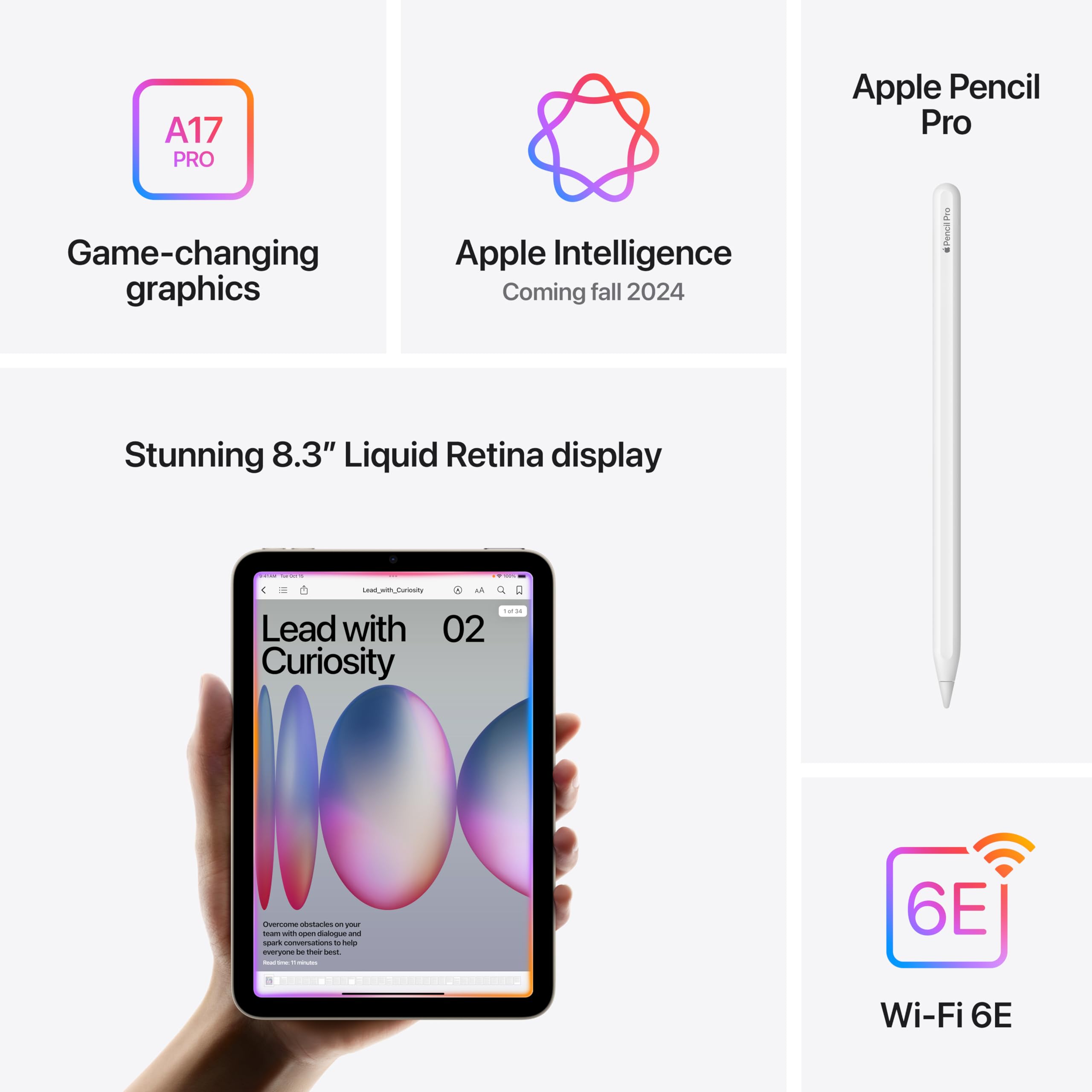 Apple iPad mini back camera 12MP captures sharp photos and 4K videos.