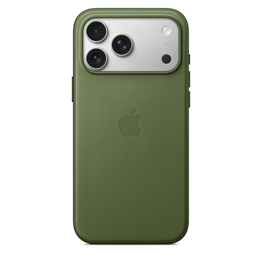 Apple iPhone 17 Pro Max TechWoven Case with MagSafe, green side view, secure grip.