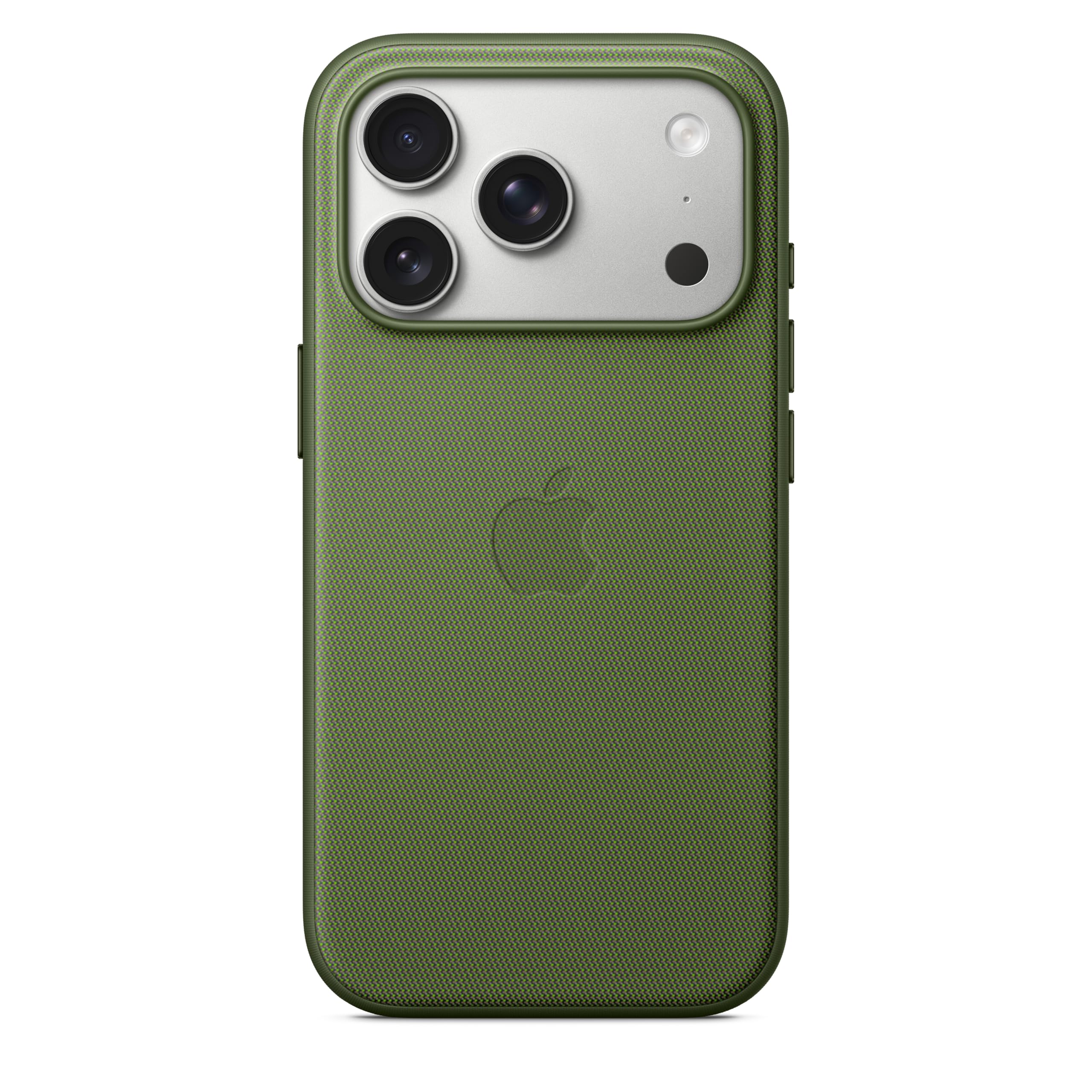 Apple iPhone 17 Pro TechWoven Case with MagSafe back close-up reveals recycled polyester weave