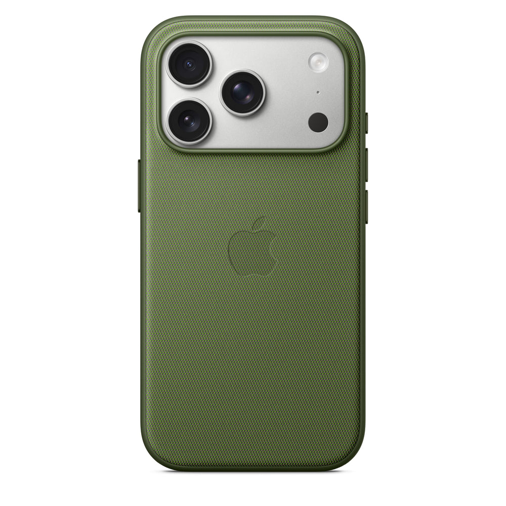 Apple iPhone 17 Pro TechWoven Case with MagSafe back close-up reveals recycled polyester weave