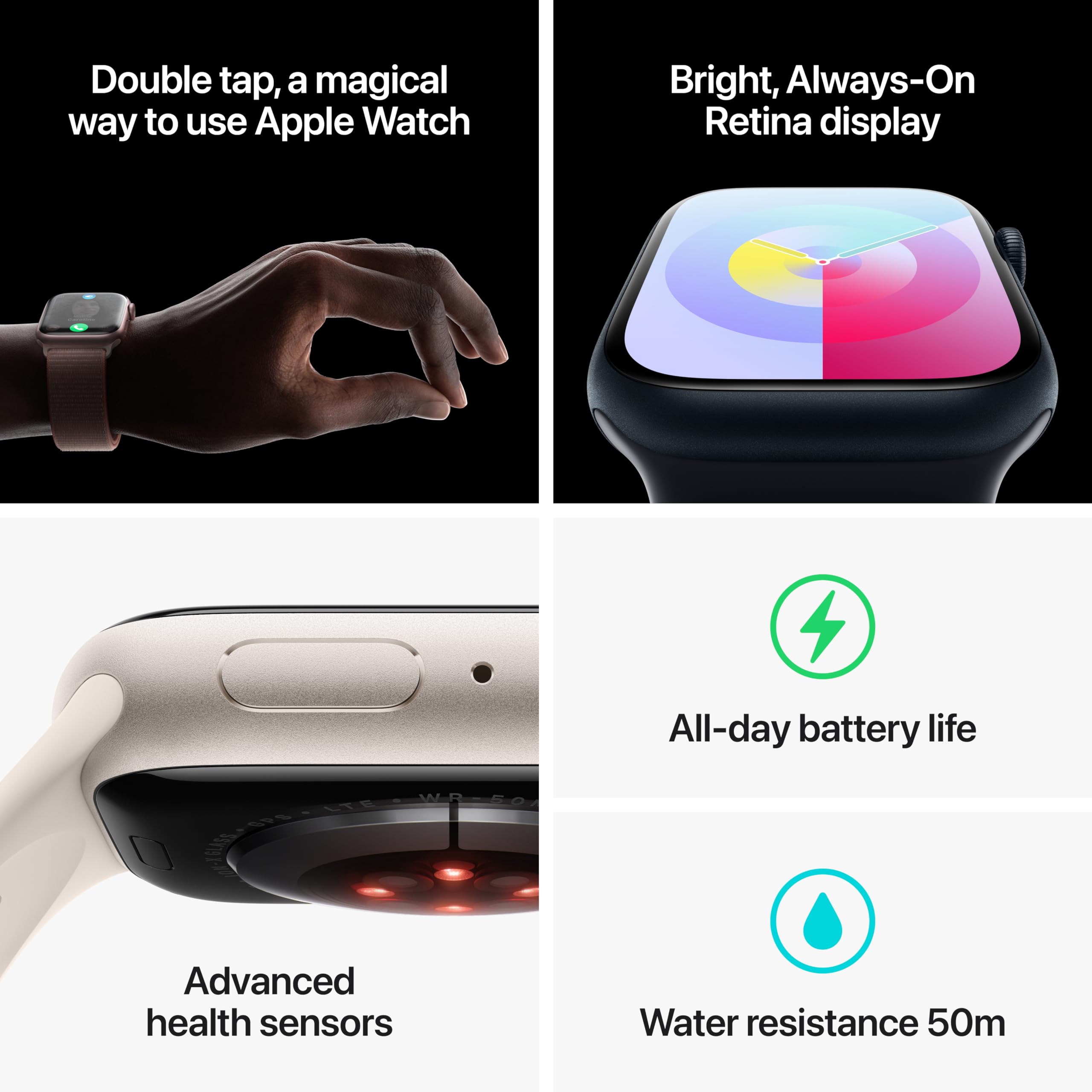 Apple Watch Series 9 safety features like Crash Detection and Emergency SOS.