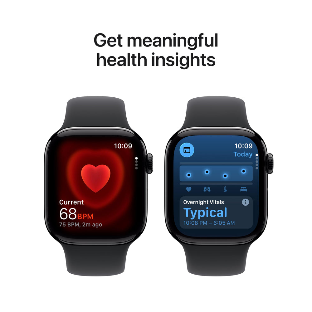 Apple Watch Series 11 vitals app metrics screen with overnight data at a glance.