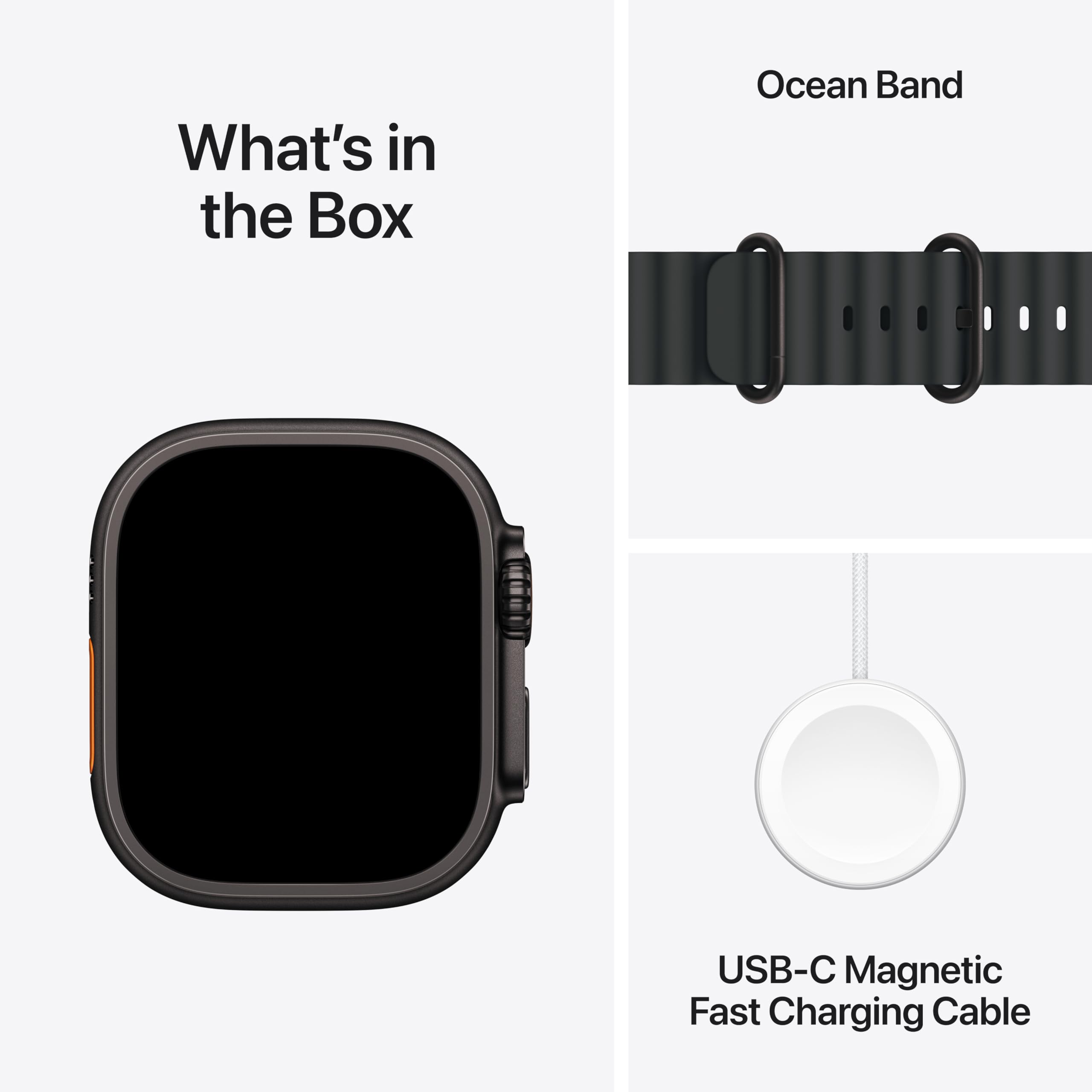 Apple Watch Ultra 3 Black Ocean Band provides secure fit during water activities.