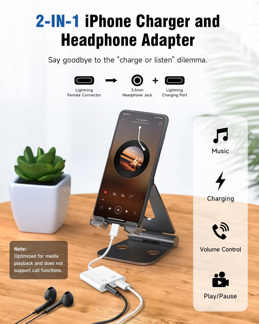 Aprolink fast-charge audio 2in1 dongle enabling PD charging while listening.
