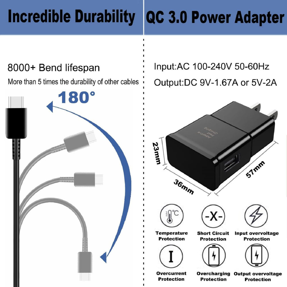 Aprwceng pack includes 6ft USB-C cable and wall charger