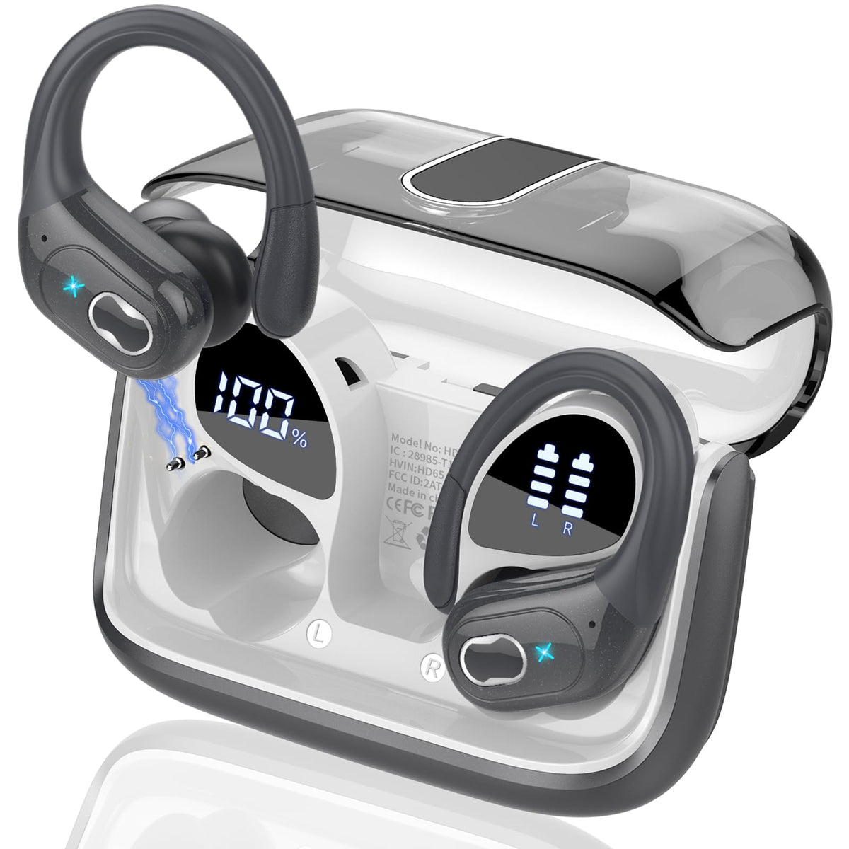Aptkdoe wireless earbuds with 75hrs display for extended listening on the go.