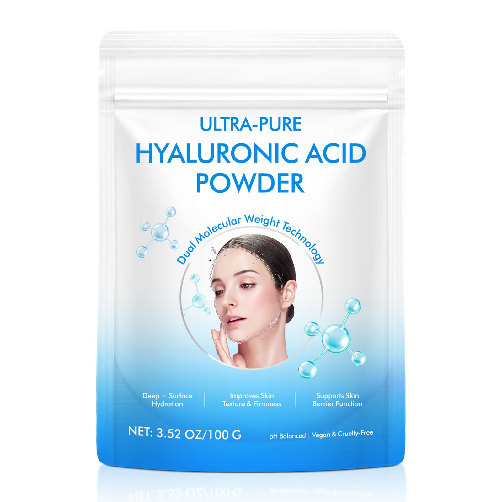 APUUFYQC Pure Hyaluronic Acid Powder bottle for hydration and DIY serums