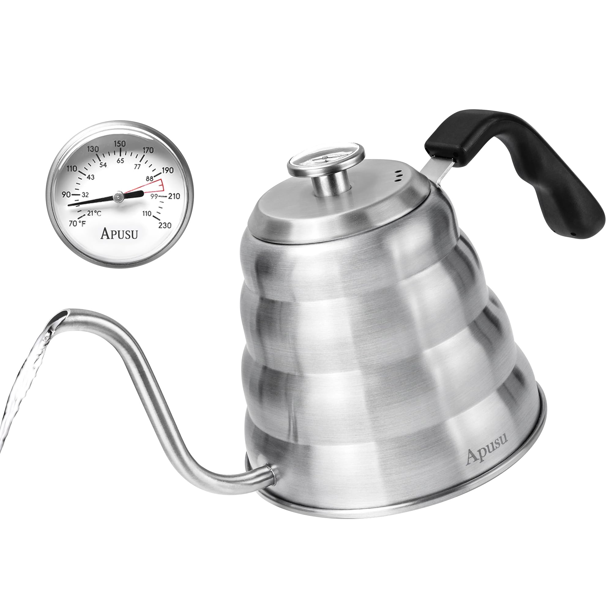Apusu gooseneck kettle spout precision for controlled pour-over coffee