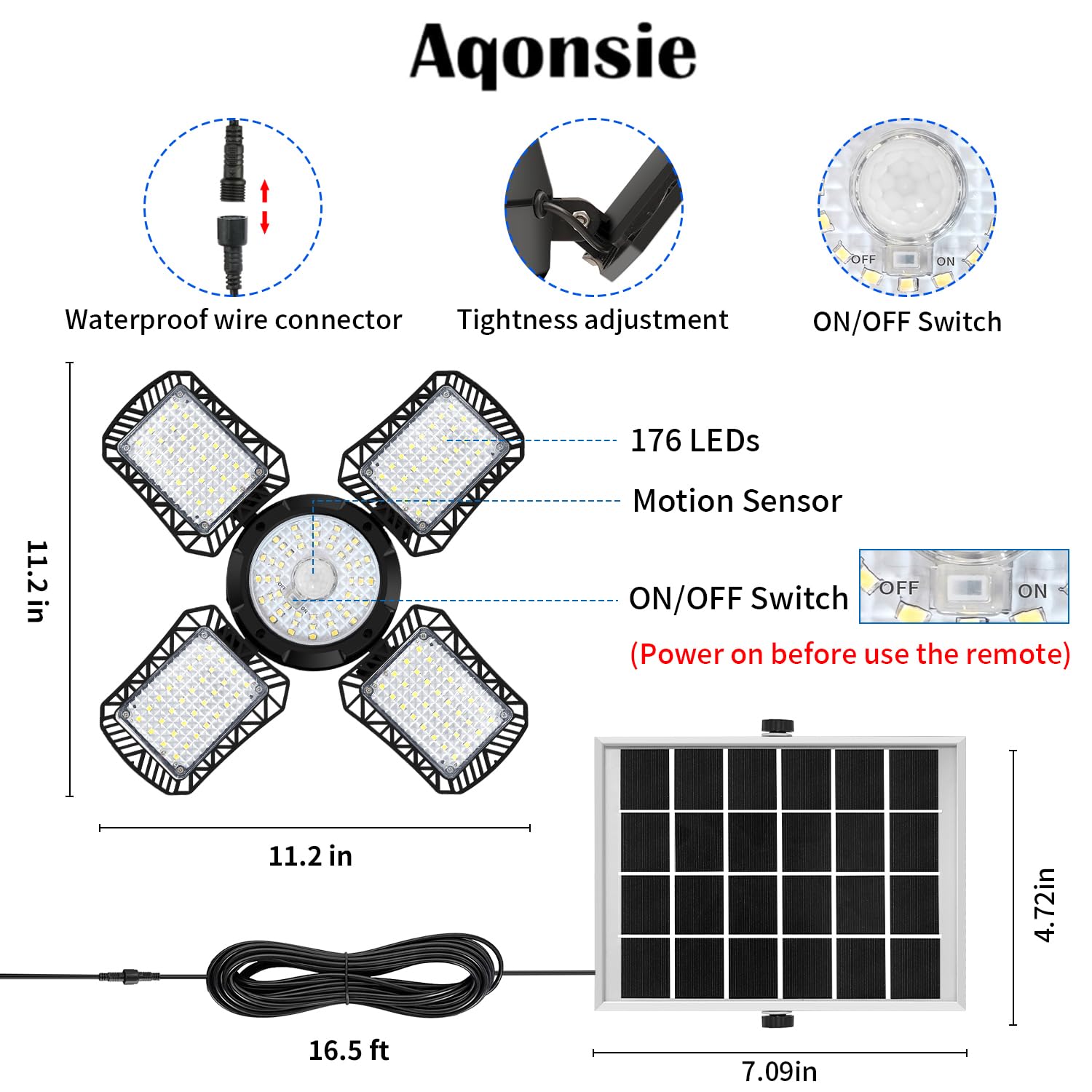 Aqonsie IP65 waterproof construction withstands rain for outdoors.