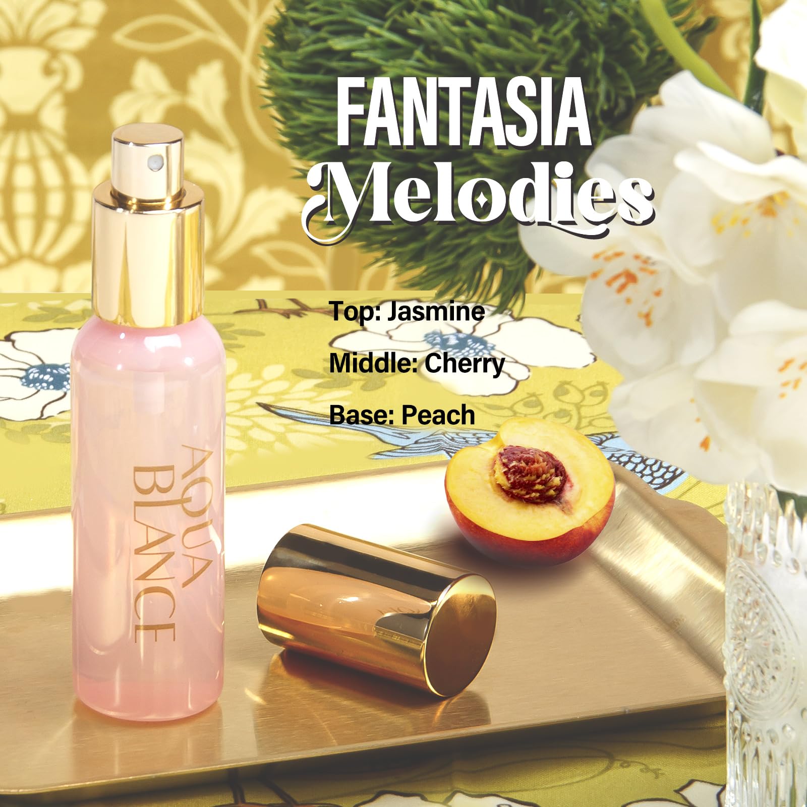 AQUA BLANCE Fantasia Melodies bottle spray enhances feminine allure.