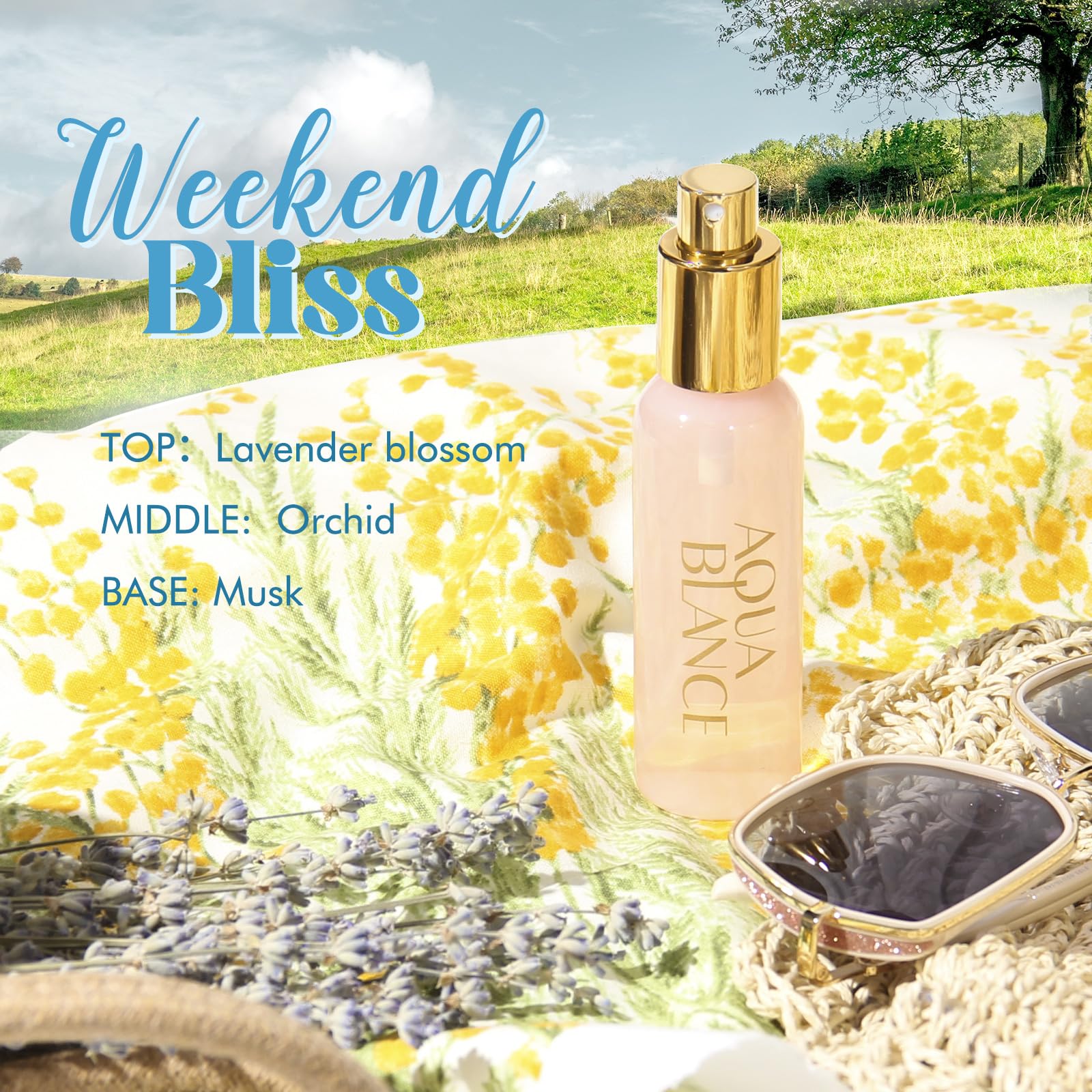 AQUA BLANCE Floating Dreams bottle offers fresh green apple and raspberry for a buoyant mood.