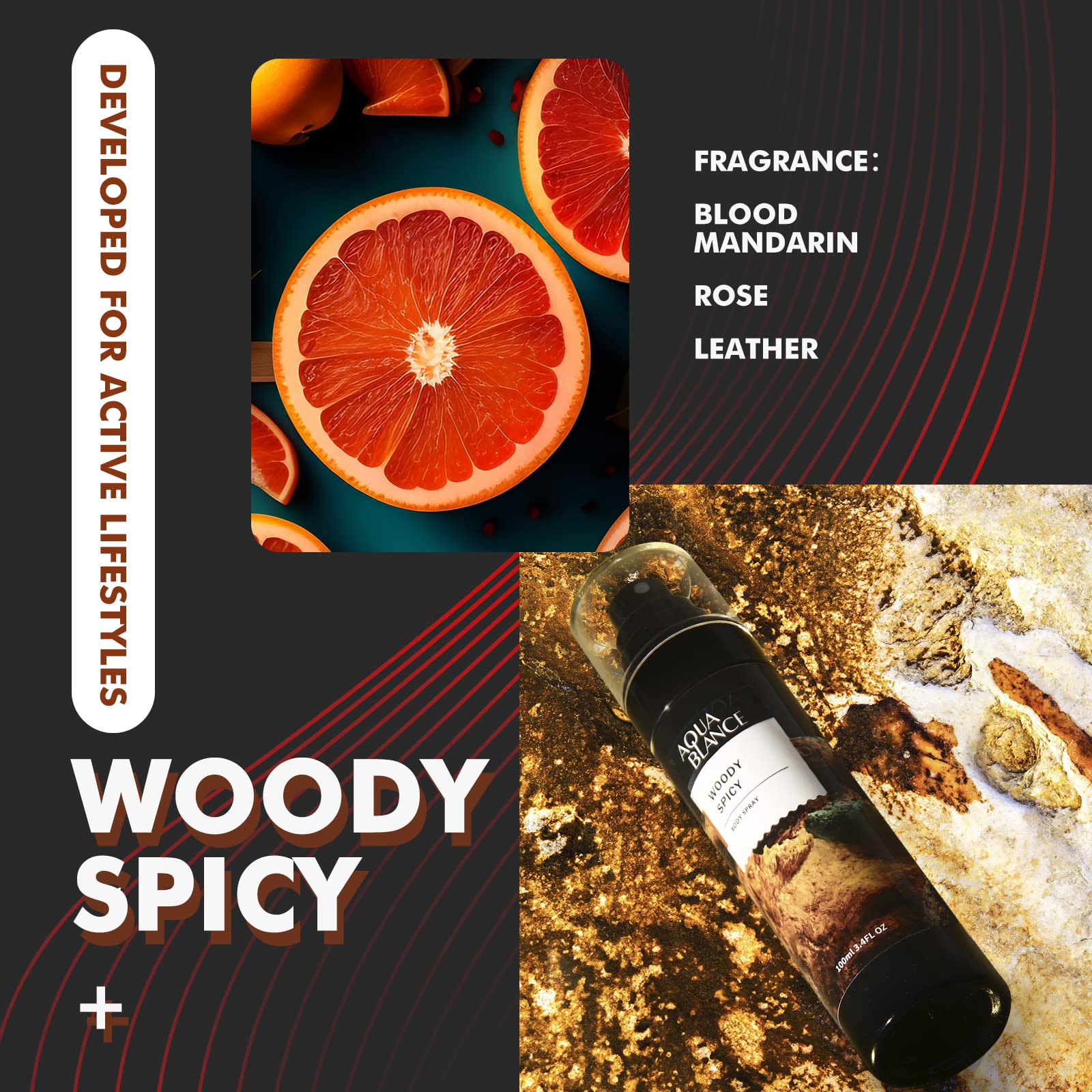 AQUA BLANCE label close-up with notes like blood mandarin and cedar