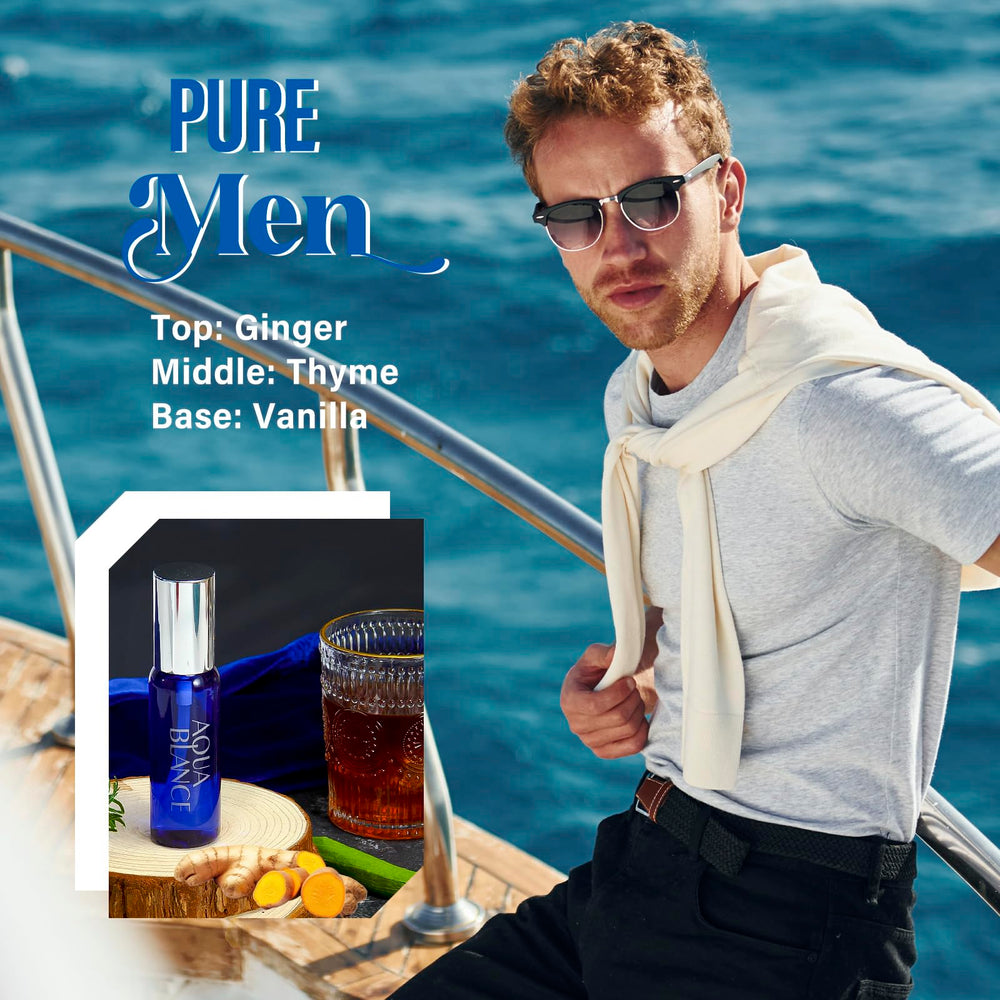 AQUA BLANCE men's travel-size spray bottles for on-the-go fragrance.