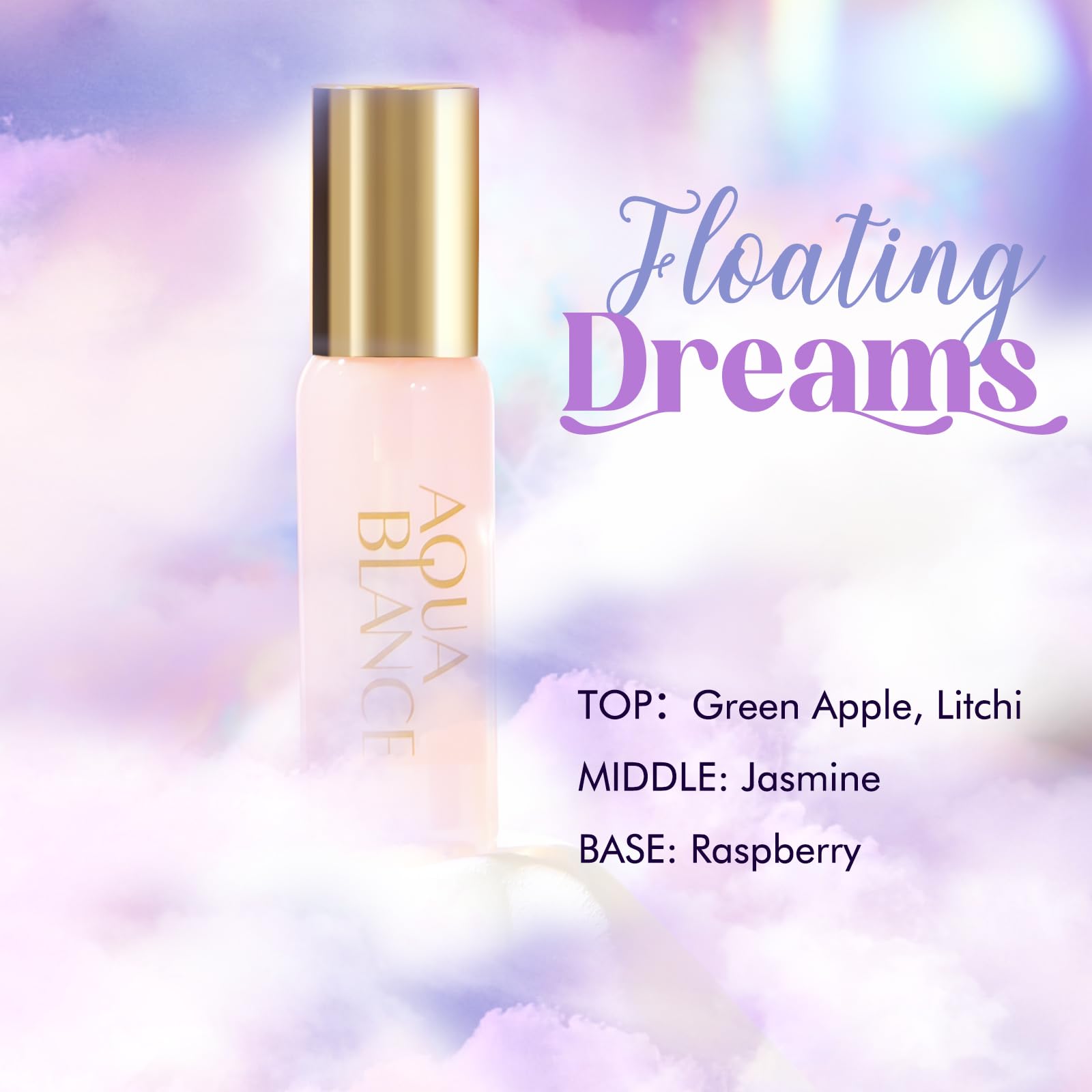AQUA BLANCE Weekend Bliss spray highlights lavender and orchid for calming transitions.
