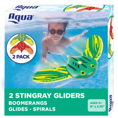 Aqua Leisure Aqua Mini Stingray Gliders front view with bright colors for underwater visibility