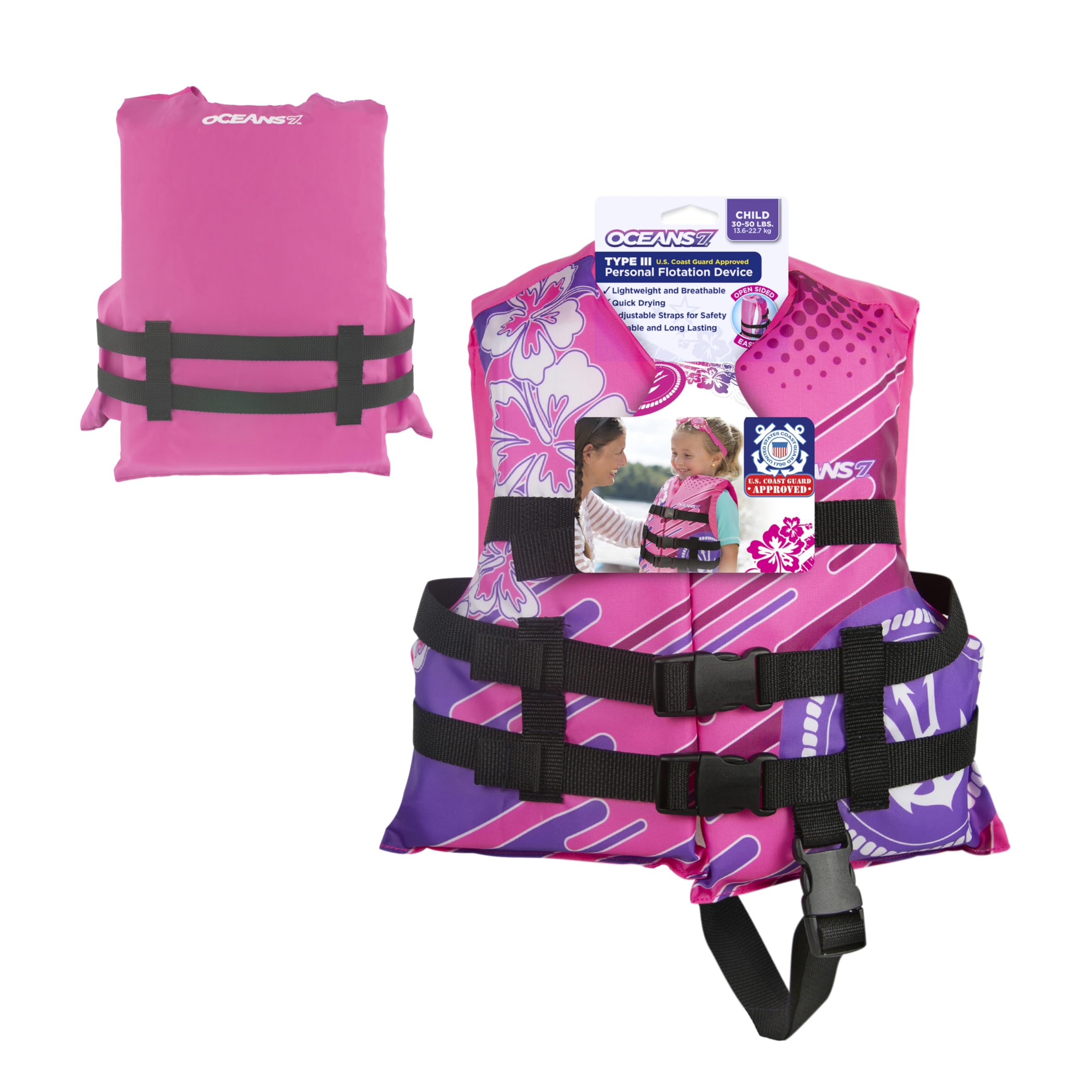 Aqua LEISURE Oceans7 US Coast Guard-approved safety vest for boating.