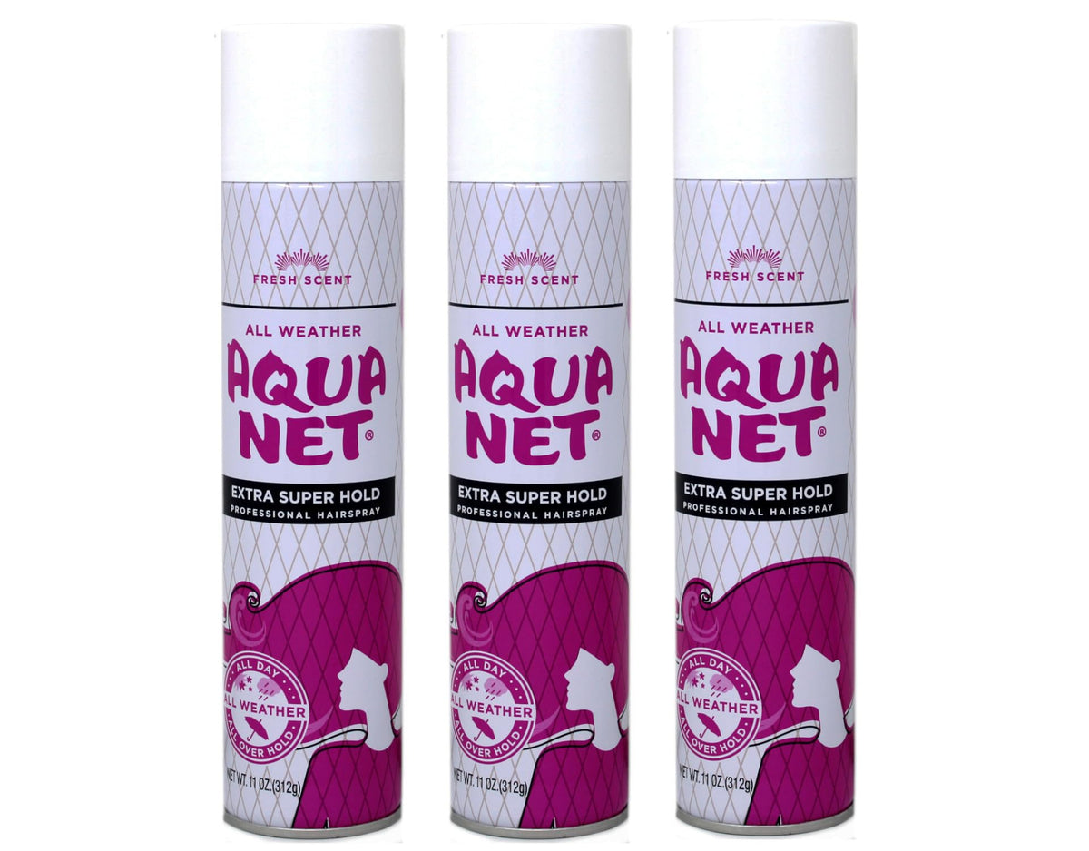 Aqua Net extra-super-hold-bottle-11oz delivers all-day hold for structured styles.