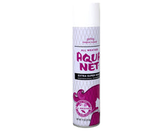 Aqua Net fast-drying-spray-can enables quick styling and immediate hold.