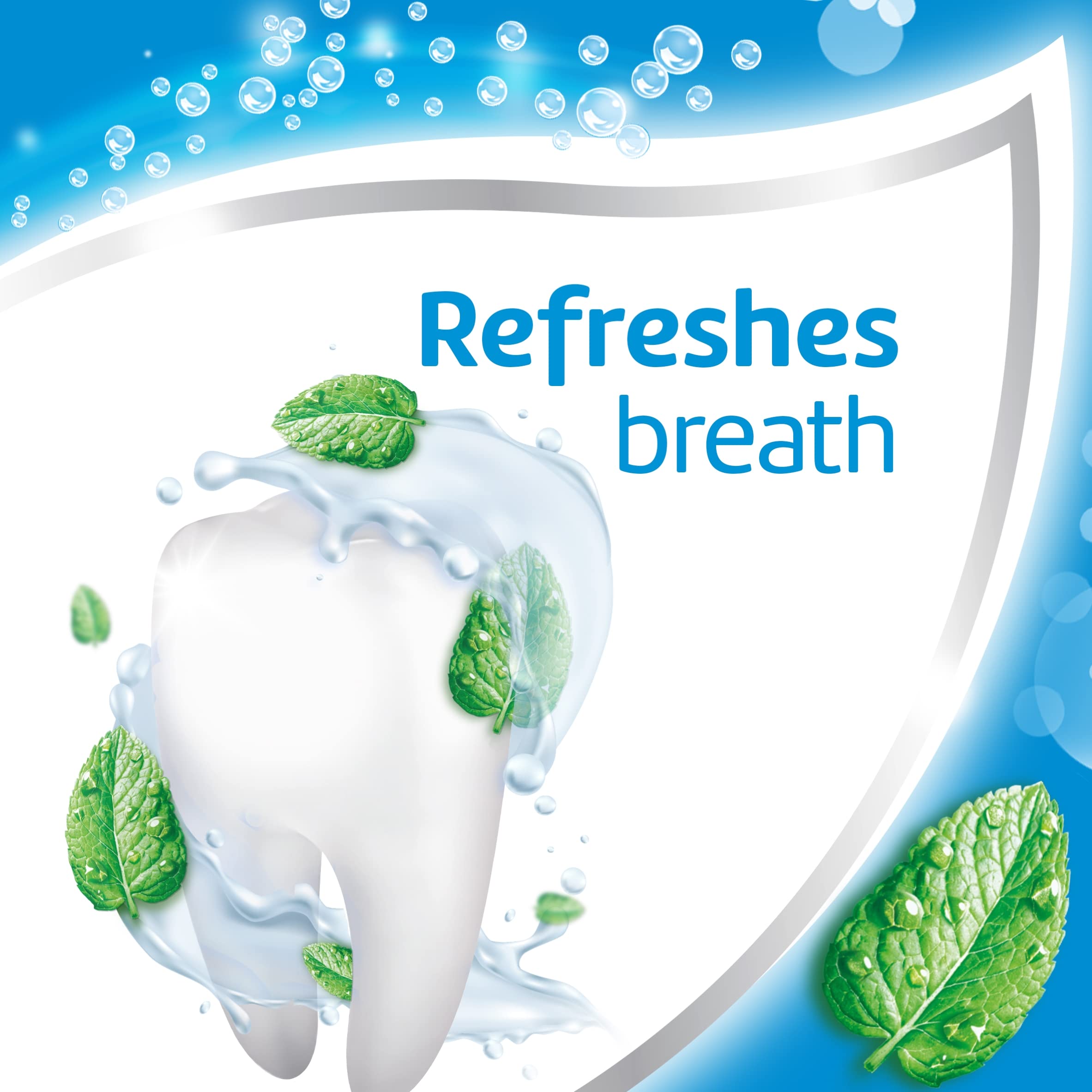 Aquafresh Triple Protection mint leaves and packaging suggests daily care in routine.