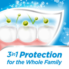 Aquafresh Triple Protection toothpaste dab on brush controlled pea-sized amount.