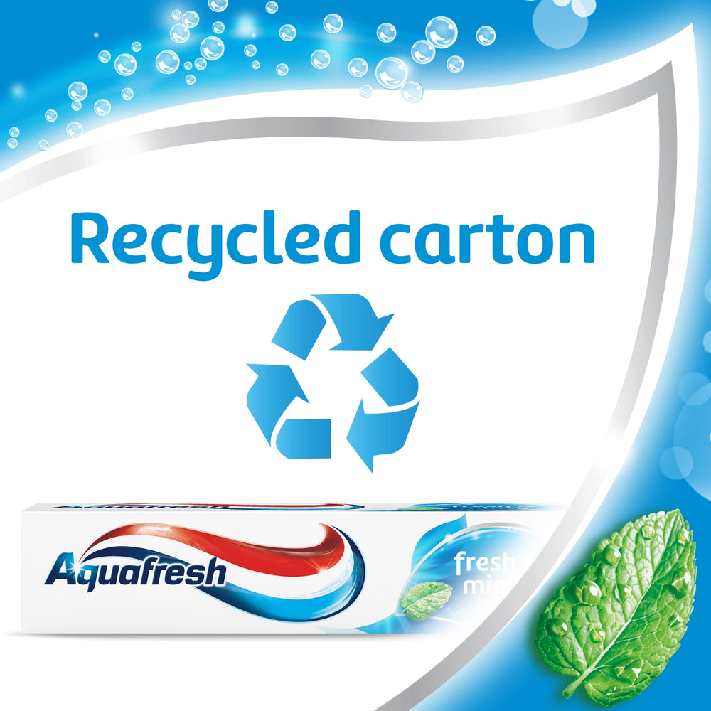 Aquafresh Triple Protection tube with foamy suds demonstrates usage.