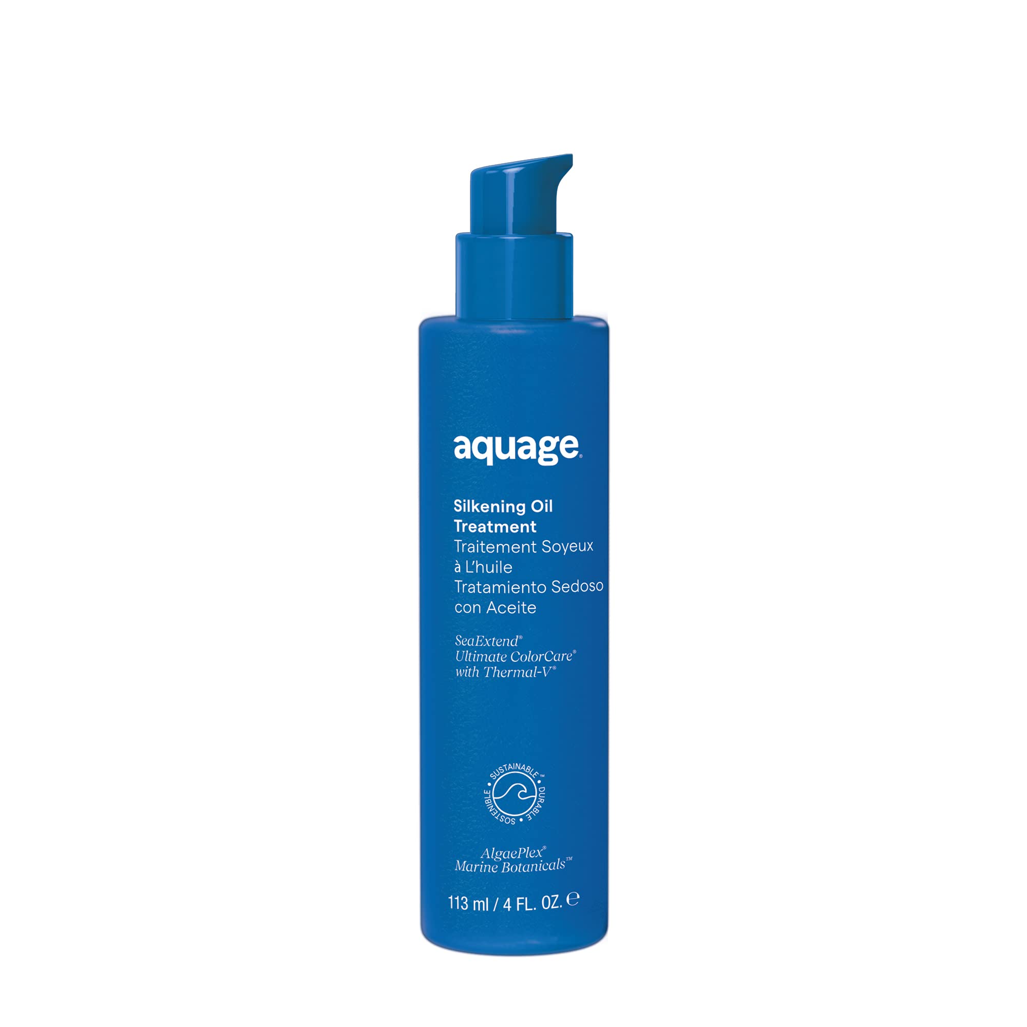 Aquage SeaExtend Silkening Oil Treatment bottle pour for easy application and shine