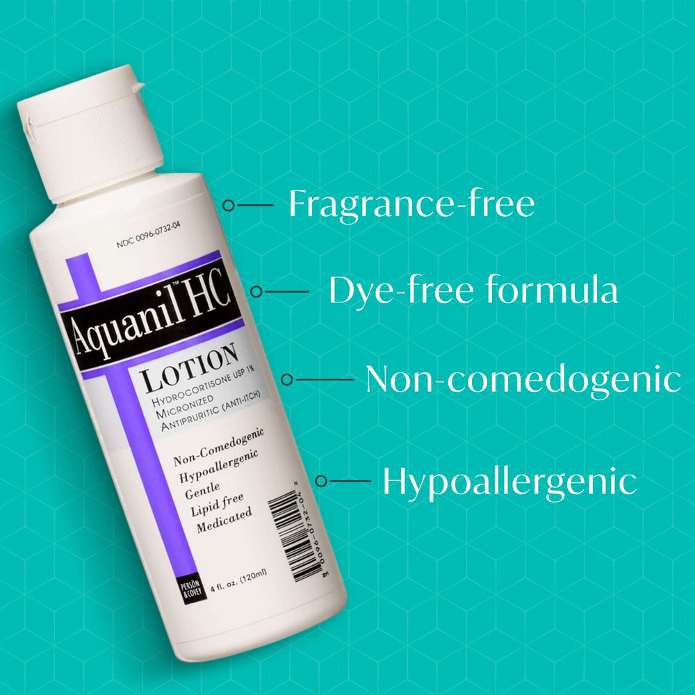 Close-up of Aquanil HC Lotion texture showing smooth, non-greasy feel
