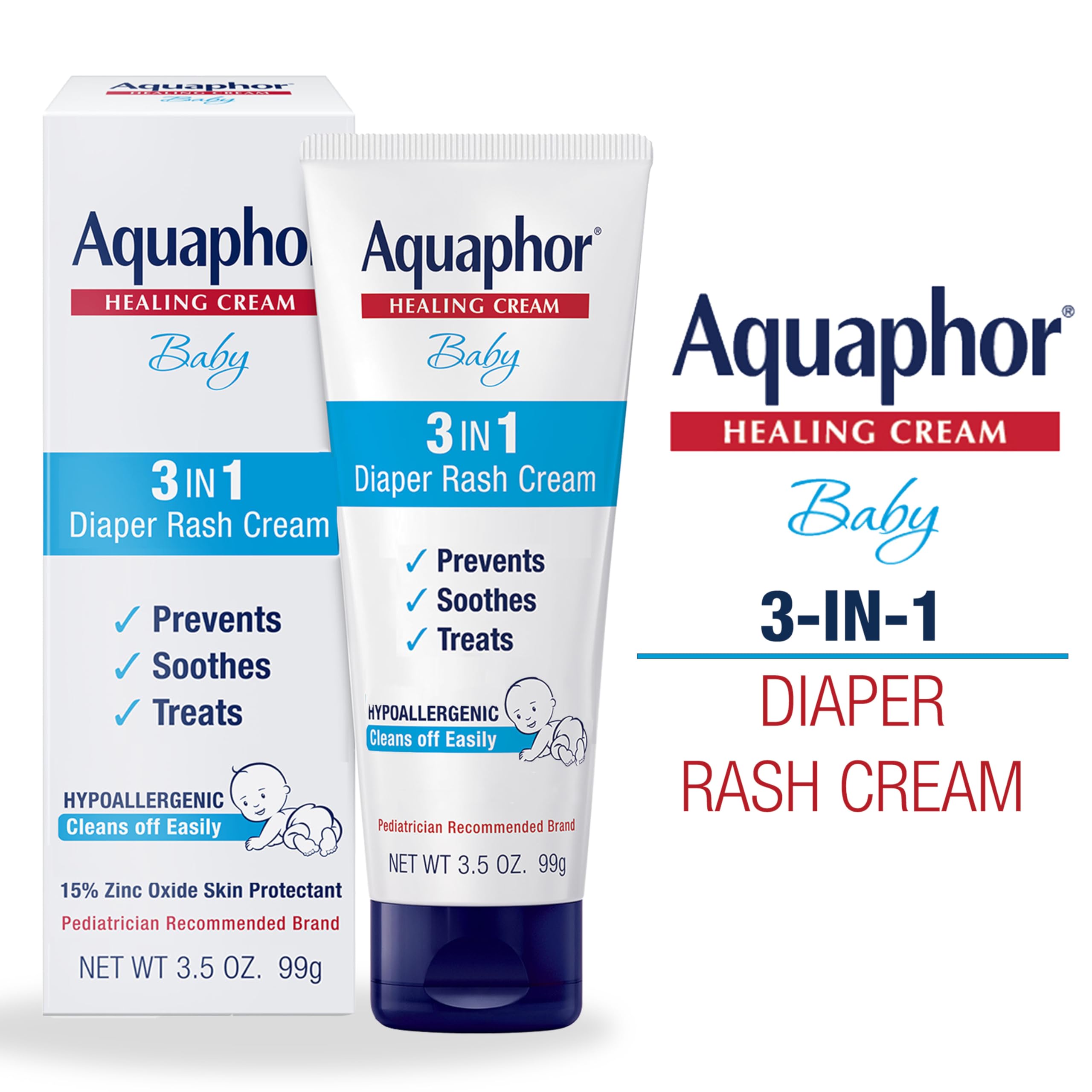 Aquaphor Baby Diaper Rash Cream barrier formation with zinc oxide protecting delicate skin