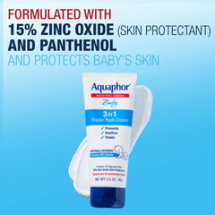 Aquaphor Baby Diaper Rash Cream pack of three tubes on shelf ready for use