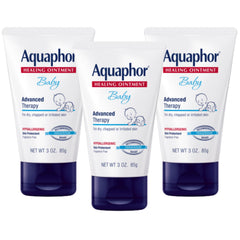 Aquaphor Baby Healing Ointment tubes in a 3-pack for diaper rash relief