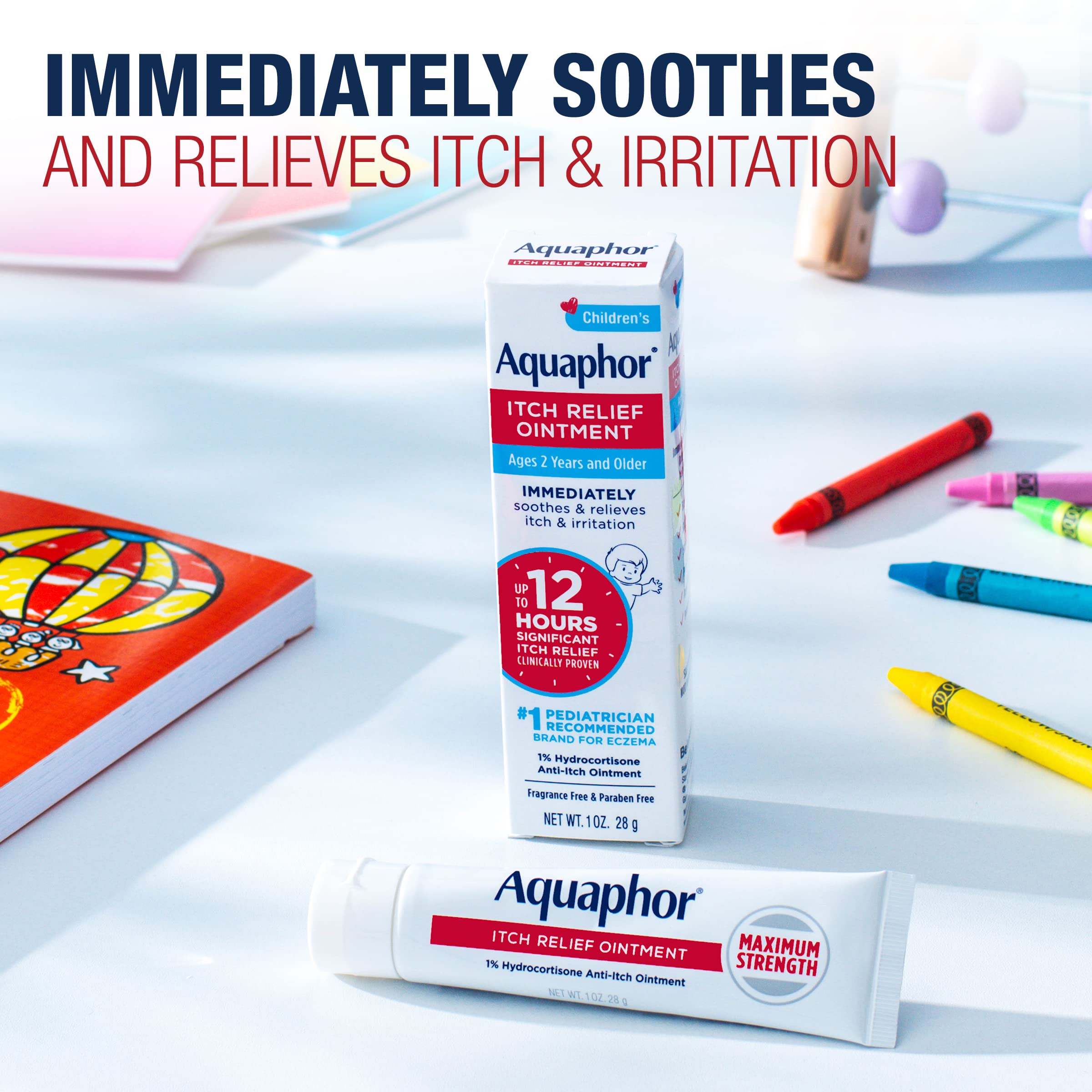 Aquaphor Children's Itch Relief Ointment pack of 2—family-sized value for caregivers.