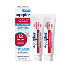 Aquaphor Children's Itch Relief Ointment tube—compact pediatric relief on the go.