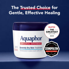 Hand applying Aquaphor Healing Ointment for dry, cracked skin relief