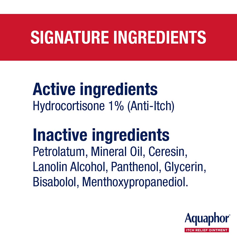 Close-up of Aquaphor Itch Relief Ointment texture for quick relief.