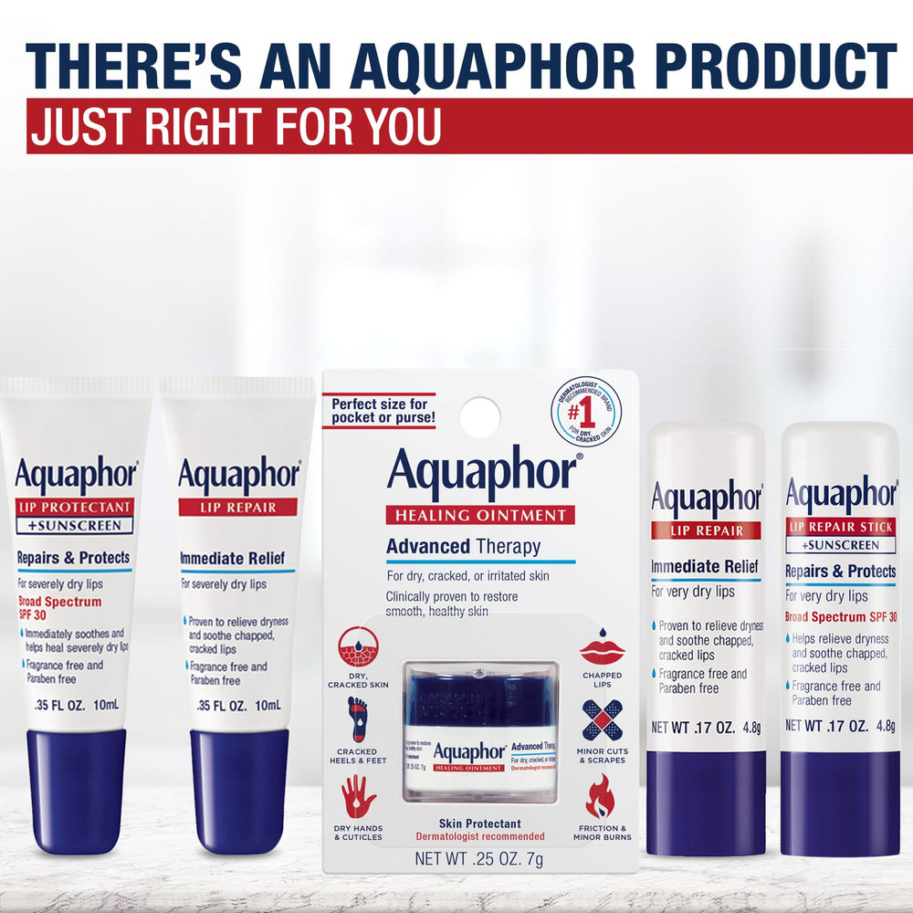 Four-stick pack of Aquaphor Lip Repair Stick