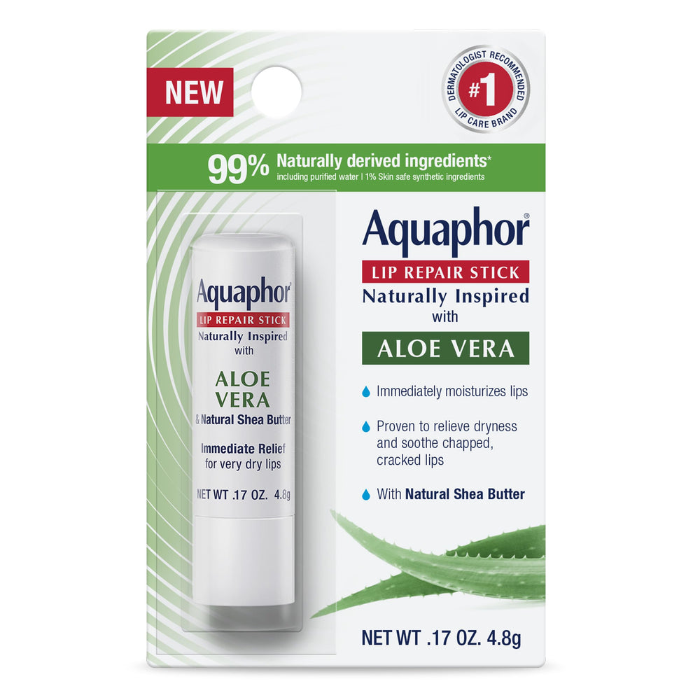 Aquaphor lip repair stick applying smoothly for instant hydration.