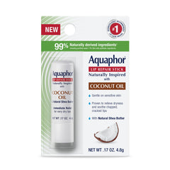 Aquaphor Lip Repair Stick with Coconut Oil restores moisture on dry lips.