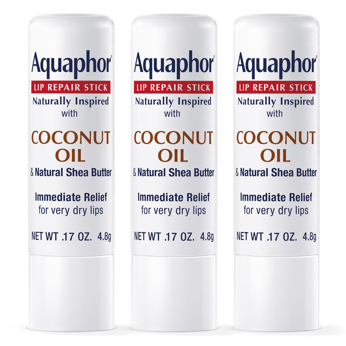 Aquaphor Lip Repair Stick packaging highlights compact portability.