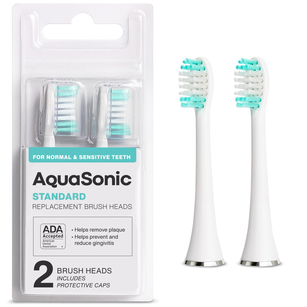 AquaSonic genuine standard brush heads box for easy replacement.