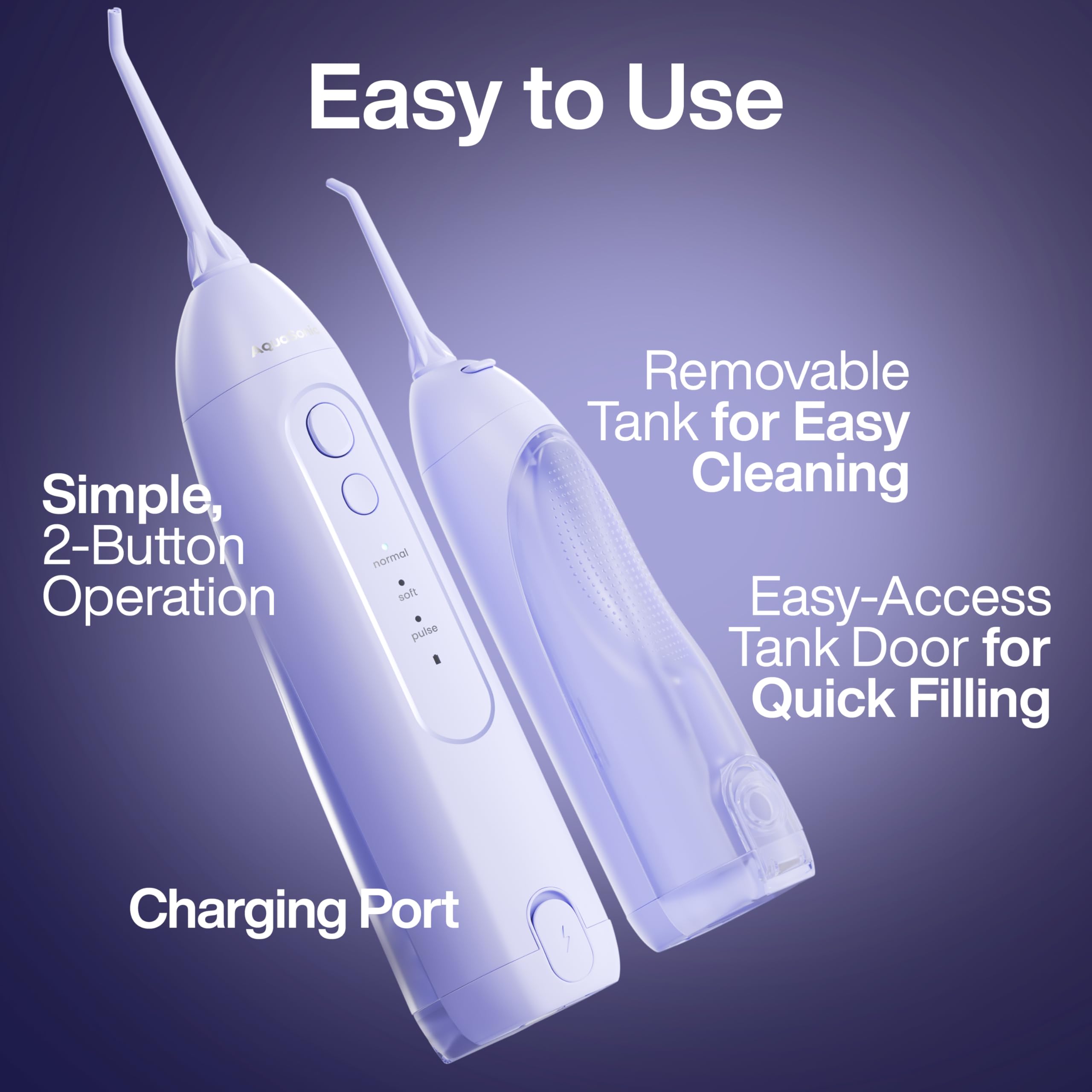 Aquasonic Icon Water Flosser lilac with 3 modes for tailored cleaning
