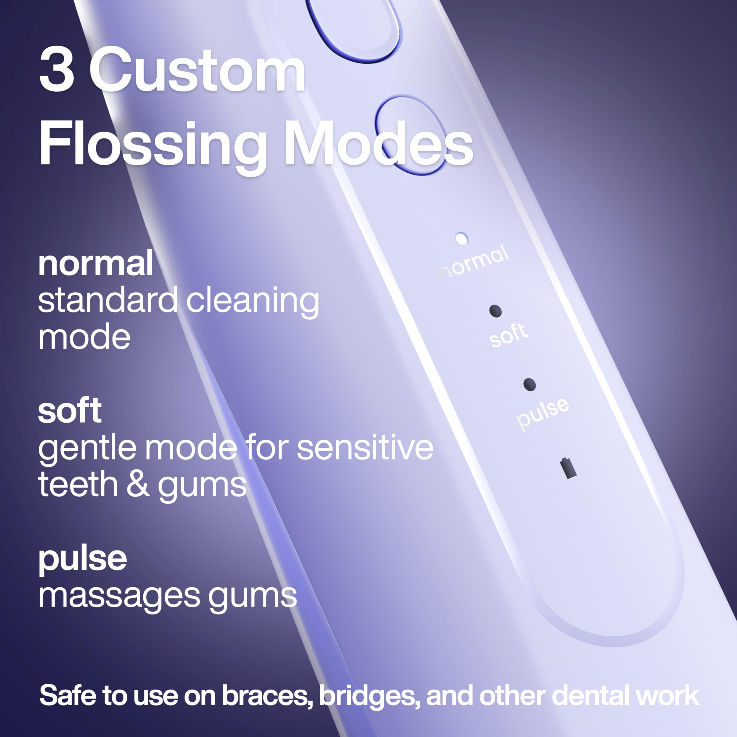 Aquasonic Icon Water Flosser lilac jet tip for between-teeth cleaning and gumline care