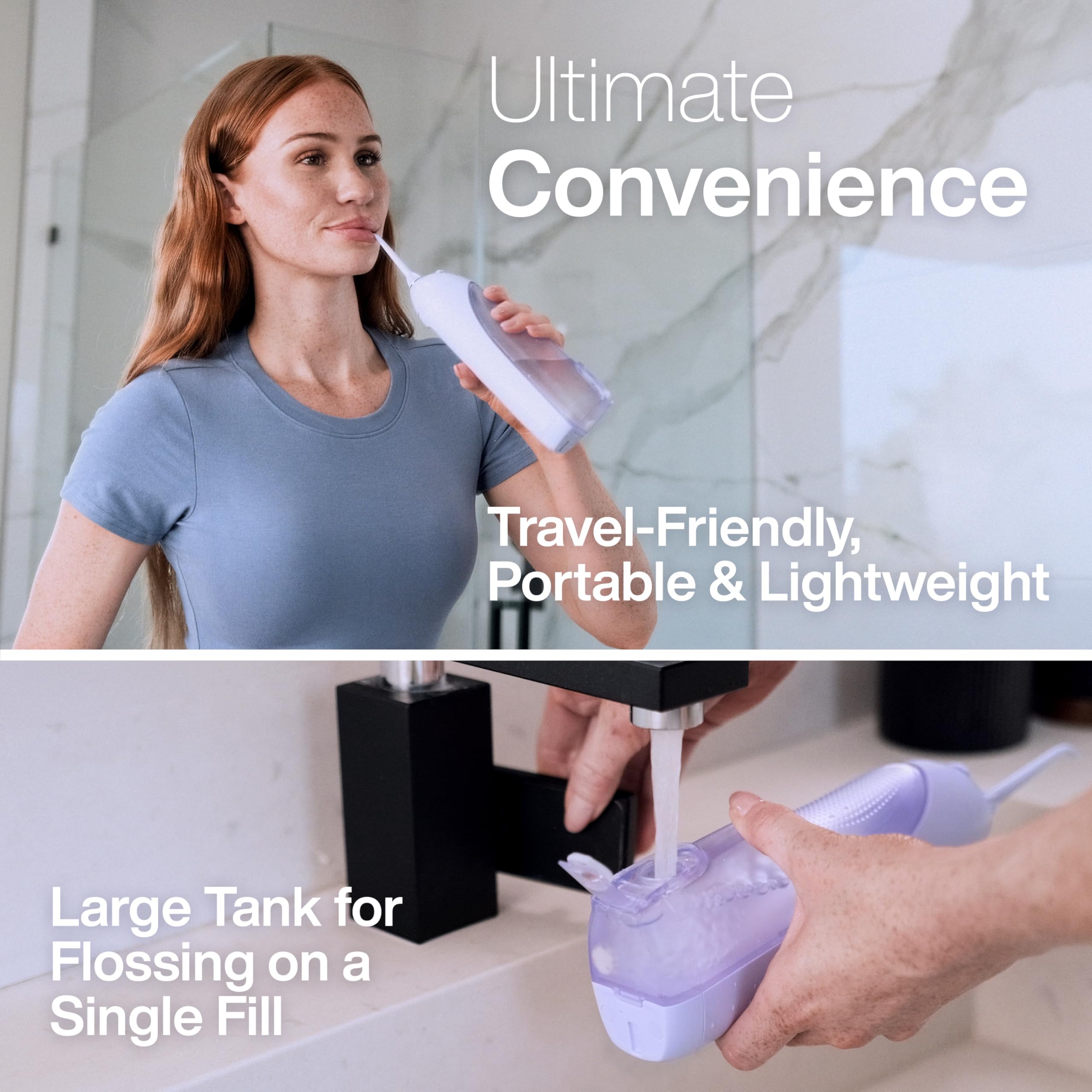Aquasonic Icon Water Flosser lilac travel-friendly design for on-the-go care
