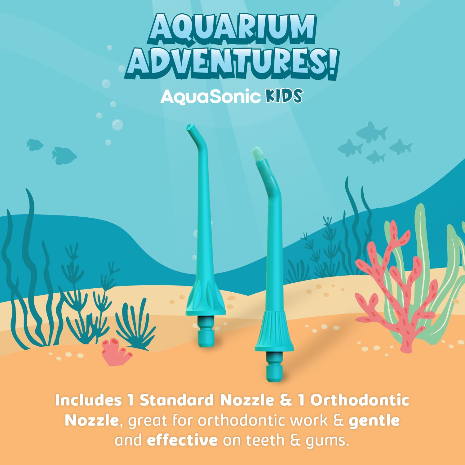 AquaSonic Kids' Water Flosser with orthodontic nozzle for braces-friendly care