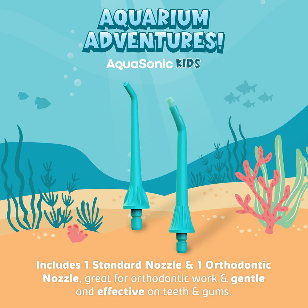 AquaSonic Kids' Water Flosser with orthodontic nozzle for braces-friendly care
