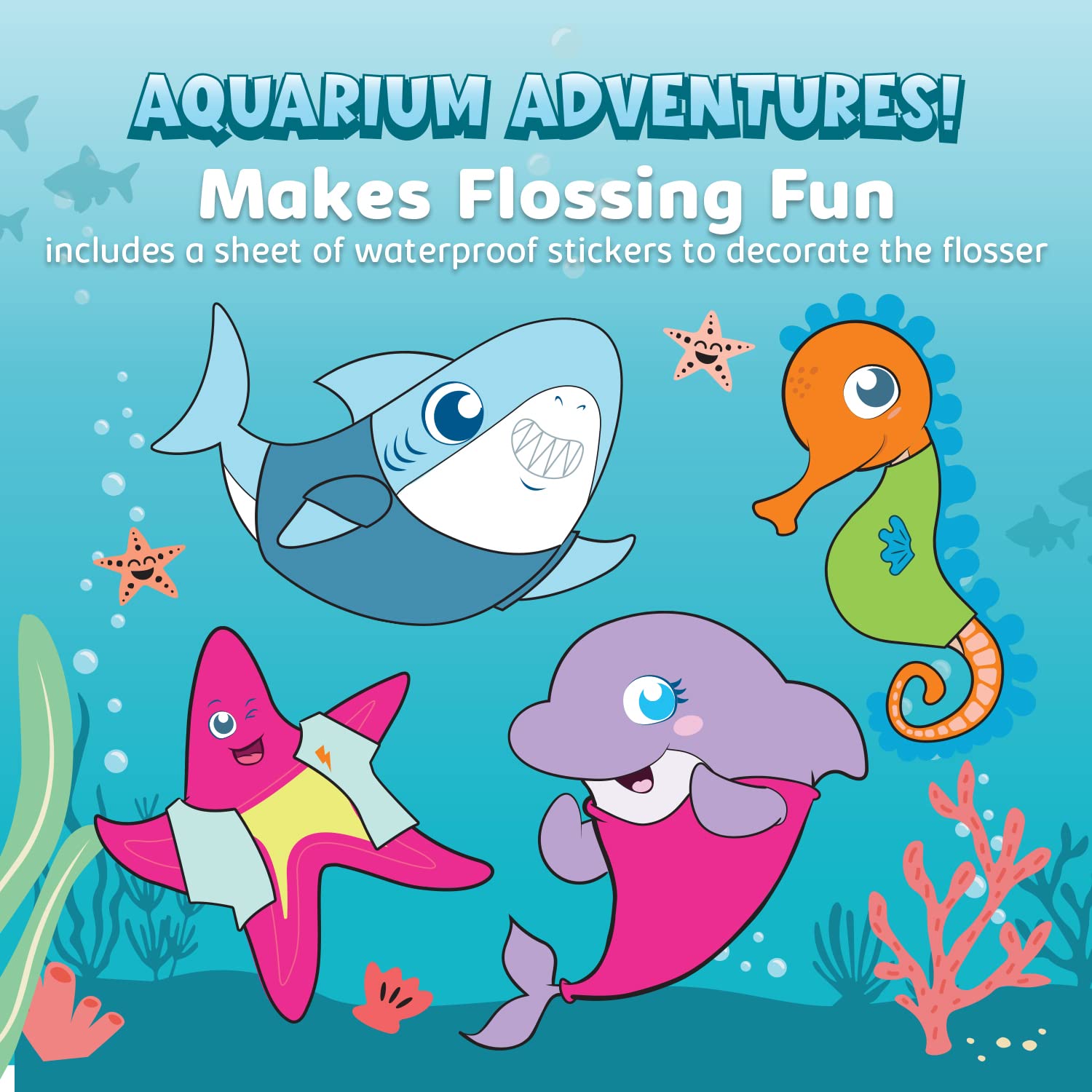 AquaSonic Kids' Water Flosser waterproof sticker sheet for personalization