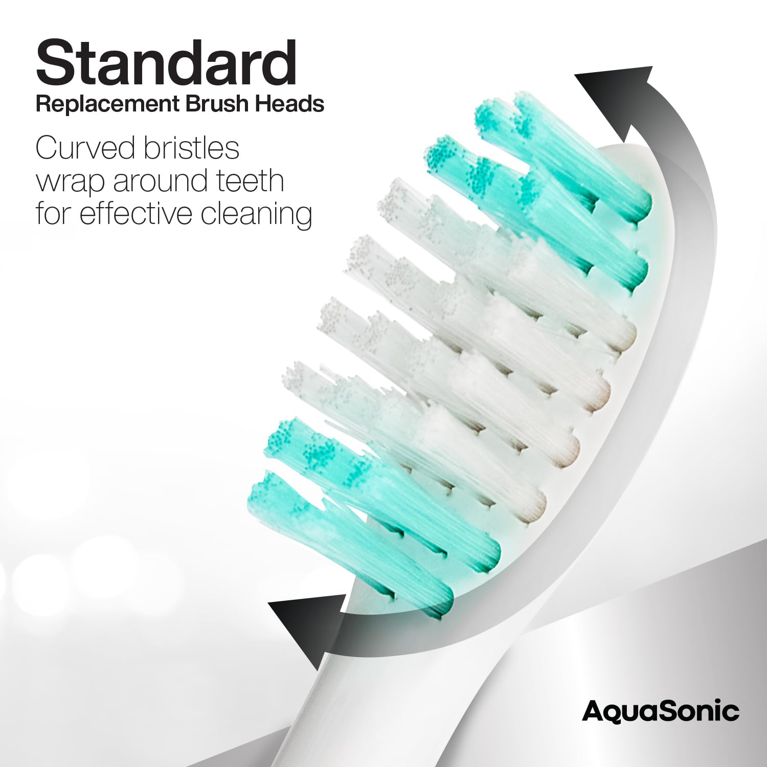 Two-pack white AquaSonic brush heads ready to install.