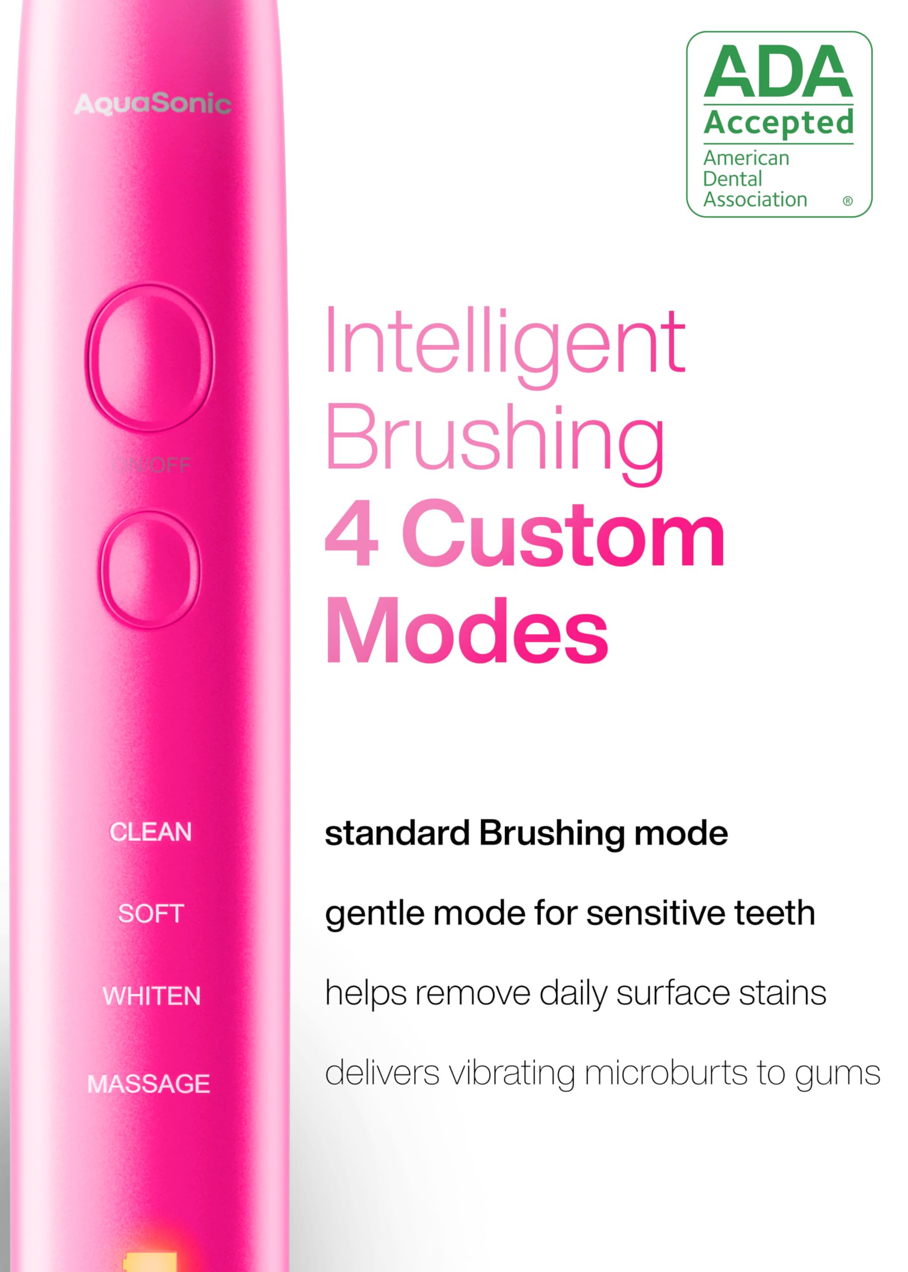Aquasonic Vibe Series eight DuPont brush heads for extended care
