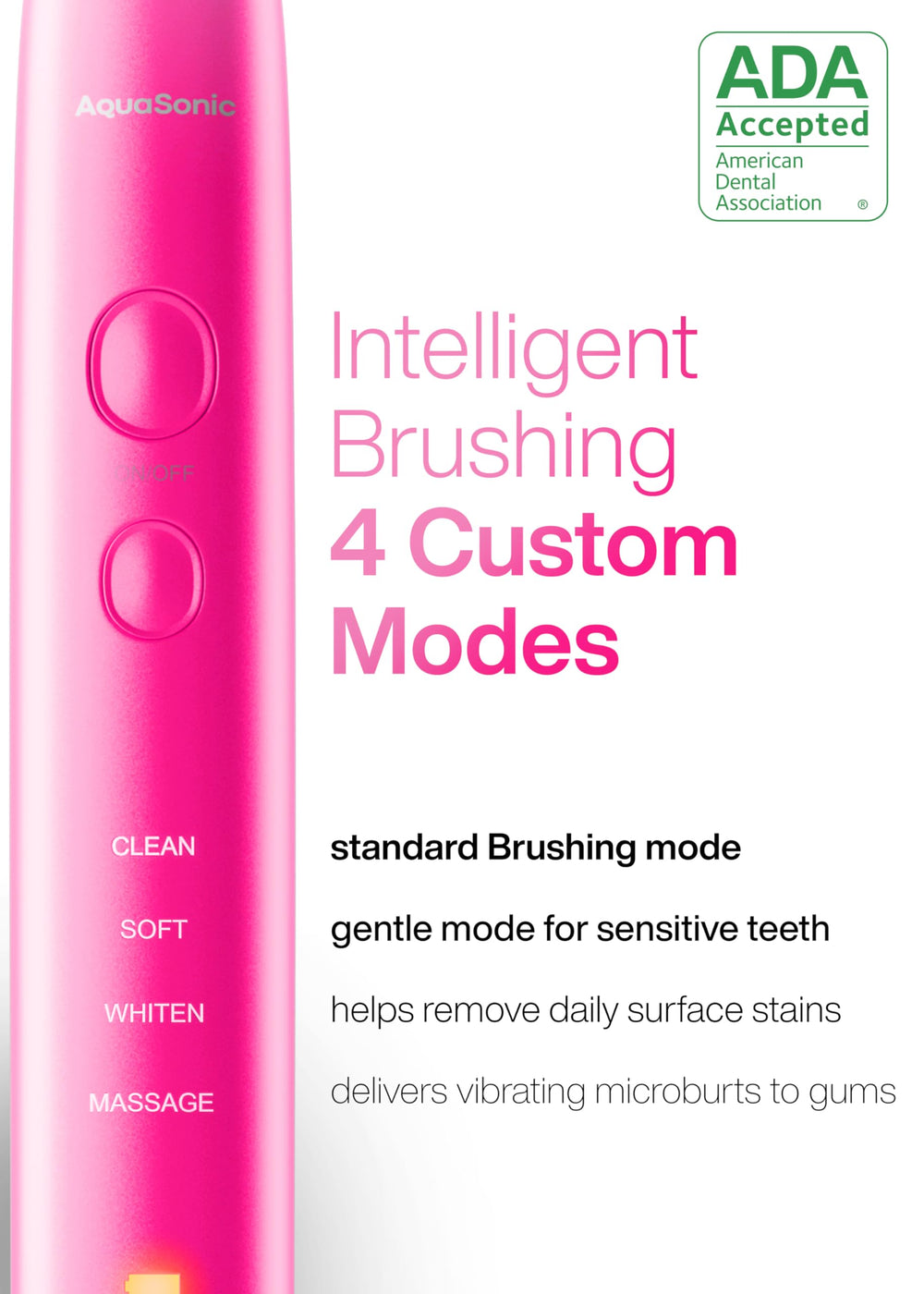 Aquasonic Vibe Series eight DuPont brush heads for extended care